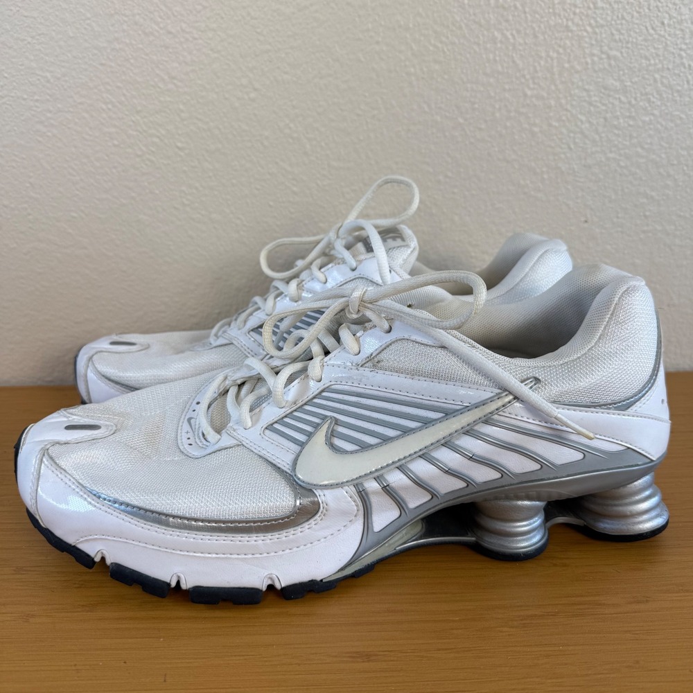 Nike Shox Turbo 8 Running Shoes Mens 13 White Silver Y2K Techwear Sneakers